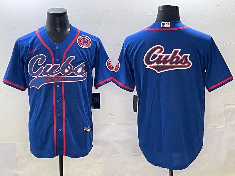 Men 2025 Chicago Cubs Blank Blue Joint Name Nike MLB Jersey style 5->chicago cubs->MLB Jersey